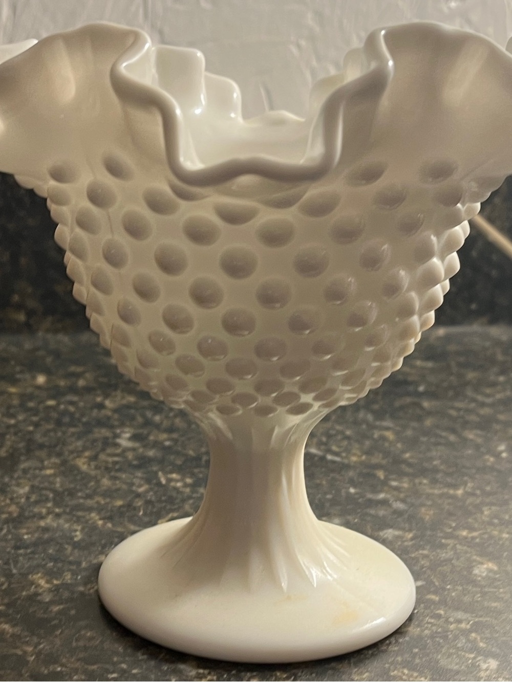 Fenton White Hobnail Milk Glass Compote Pedestal Bowl